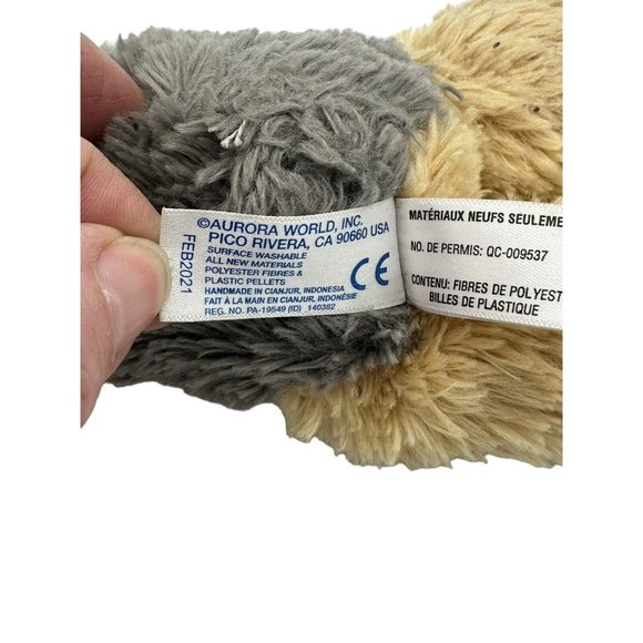 Aurora 2021 brown and gray dog plush stuffed animal toy - Picture 4 of 7